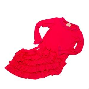 Lemon Loves Lime hot pink ruffle layer skirt and long sleeve top size 4
